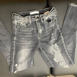 Kancan Women's Distressed Gray Jeans